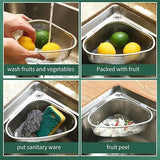 SB Kitchen Sink Drain Basket Triangle Shape Stainless Steel