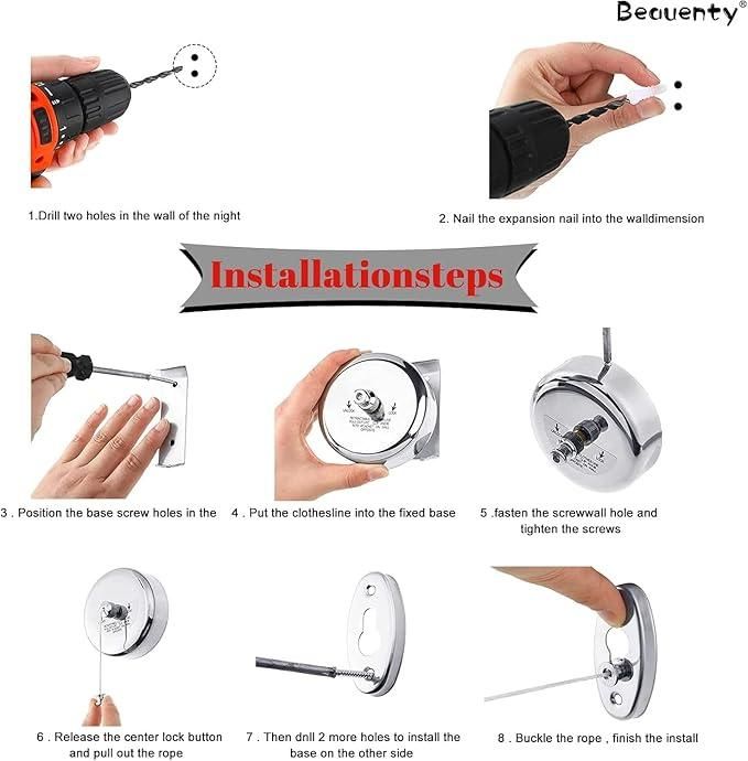 SB Stainless Steel Retractable Clothesline