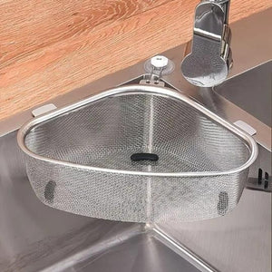 SB Kitchen Sink Drain Basket Triangle Shape Stainless Steel